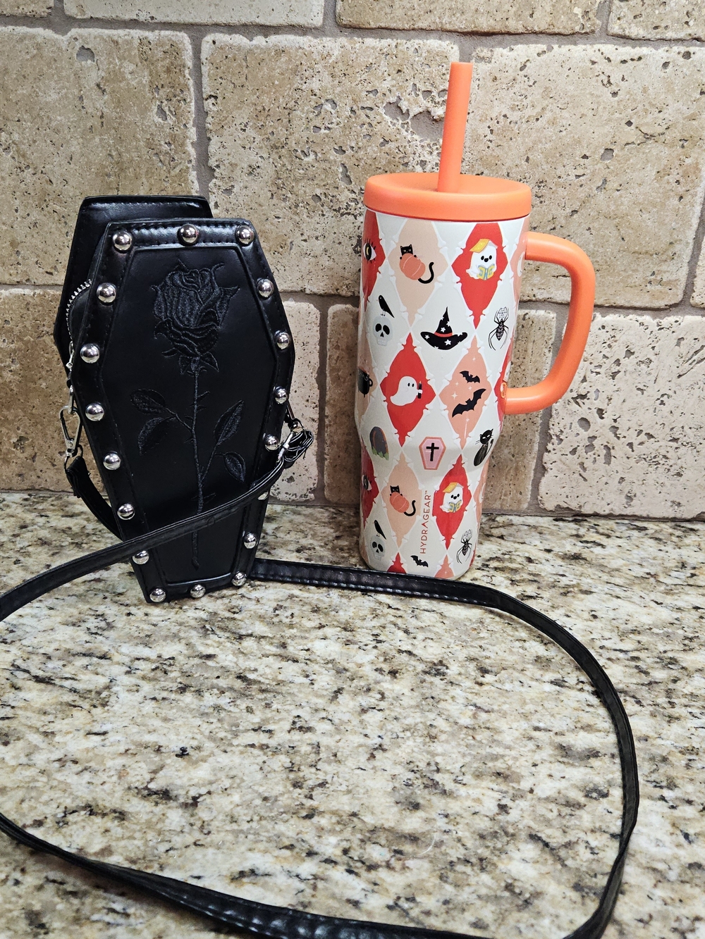 Black Coffin Crossbody Bag & New Tumbler